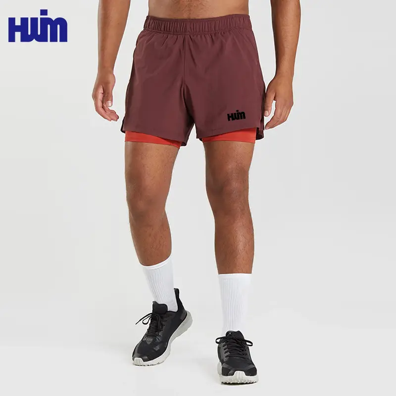 Kustom logo celana pendek pria olahraga lari pakaian aktif kebugaran keringat gym cepat kering sejuk gym 1/2 kantong celana pendek untuk pria