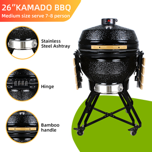Barbecue fumoir au charbon de bois premium <span class=keywords><strong>26</strong></span> <span class=keywords><strong>pouces</strong></span> avec chariot, étagères latérales, design pliable coréen et grilles en acier inoxydable pour l'extérieur - Product Image 4
