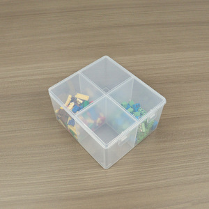 Transparent Four Compartment Plastic Storage <b>Box</b> 12.6x14x7.5cm With Lid For Cotton Swabs <b>Makeup</b> Pads Toys Fishing Gear Tools - Product Image 3
