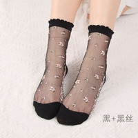 Collants en soie de verre pour femmes, bas en coton, collants fins en soie de cristal, chaussettes mi-mollet pour femmes