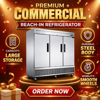Congélateur vertical commercial Wetruth à 3 portes, en acier inoxydable, refroidissement par ventilateur, dégivrage automatique, commande numérique, pose au sol