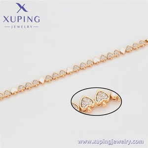 X001036545 <span class=keywords><strong>XUPING</strong></span> Pulsera de moda chapada en oro de 18K para mujer, brazalete de cobre ecológico con dijes de tenis y corazón de diamante, regalo diario - Product Image 3
