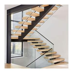 Ace <span class=keywords><strong>Escalier</strong></span> flottant préfabriqué en acier au carbone moderne Mono Beam <span class=keywords><strong>Escalier</strong></span> en bois de hêtre et de chêne <span class=keywords><strong>Escalier</strong></span> d'intérieur Design pour maisons - Product Image 1