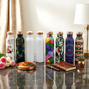Classic Copper Water Bottles With Floral And Cartoon Designs Screw-On Cap Insulated Single Wall Bottle Unisex Gift - Product Image 1