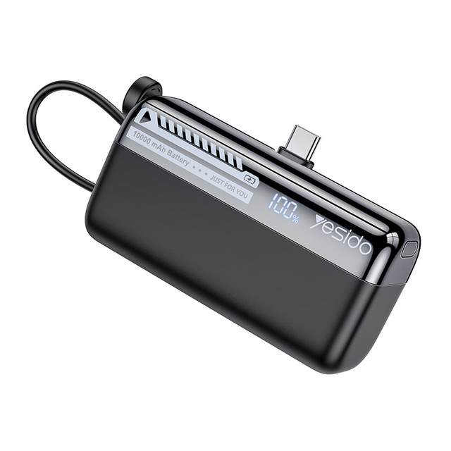 Yesido 10000mAh 22.5W Fast Charging Built-in C-L Cable Detachable Lanyard Power Bank Into Phone Holder YP99