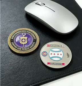 Pièce de monnaie en alliage métallique personnalisée avec logo, gravée sur les deux faces, en émail, argentée et dorée, pièce de collection, édition limitée - Product Image 2