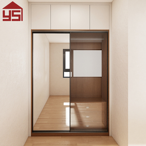 <span class=keywords><strong>Armoire</strong></span>-linéaire moderne minimaliste haut de gamme en bois pour chambre à coucher avec <span class=keywords><strong>portes</strong></span> <span class=keywords><strong>coulissantes</strong></span> en verre teinté pour villa - Product Image 2