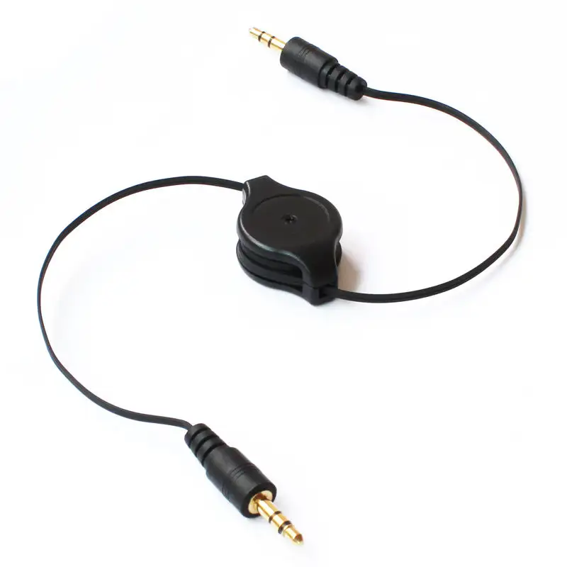 3,5mm retráctil de Cable de cargador de sincronización de datos retráctil macho a macho de coche Audio AUX de Cable auxiliar par