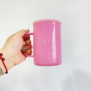 Vinyl UV DTF Wraps blank sublimation 17oz macaron <strong>handle</strong> mug For Heat Thermal Coating Transfer <strong>beer</strong> <strong>can</strong> with colored pp lid - Product Image 3