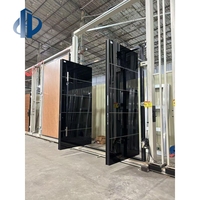 Puerta de Entrada Blindada de Alta Tecnología con Acabado Negro Brillante, Puerta de Seguridad Antiexplosión de Aluminio Fundido con Espejo, Puertas Metálicas de Entrada