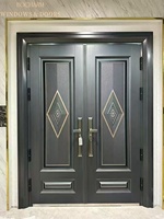 Porte de sécurité double en acier radial concentrique BOCHARM moderne avec poignée carrée et centre martelé pour villa