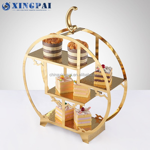 Xingpai phục vụ thiết bị rèn thép không gỉ sang trọng vàng đa tầng bánh là viết tắt của bánh cưới - Product Image 5
