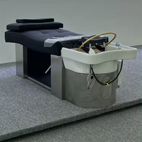 Lit de massage multifonctionnel pour salon de beauté avec hydrothérapie, LED et cadre en cuir et bois pour soins capillaires et spa