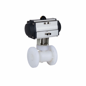 วาล์วนิวเมติก PVDF คุณภาพสูงจากจีน ขนาด 10 นิ้ว 12 นิ้ว แบบหน้าแปลน DN250 DN300 วาล์วบอลนิวเมติก PVDF แบบหน้าแปลน - Product Image 1