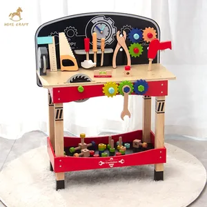 Popular crianças ferramenta jogo de mesa conjunto fingir jogo, brinquedos de construção, kit de madeira sólida, mini banco de trabalho