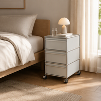 Meuble de rangement mobile à 3 tiroirs en métal, chariot de rangement, table d'appoint pour canapé, table basse pour salon, chambre, bureau à domicile
