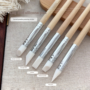 Stylo de sculpture pour ongles en silicone avec manche en bois, outil de gaufrage et de peinture, plusieurs styles pour le nail art - Product Image 4