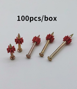 100 piezas/caja Clavos de Acero con Punta de Diamante, Cabeza Redonda/Plana, 3 mm, para Pistola de Clavos, para Concreto, con Arandela de PVC Roja - Product Image 6