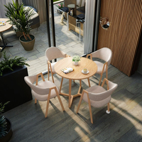 Ensemble de table et chaises de négociation rondes en bois massif moderne, usage commercial, 4 chaises, ensemble de salle à manger pour restaurant, salon