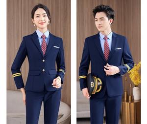 Vêtements de pilote élégants <span class=keywords><strong>pour</strong></span> hommes et femmes, uniforme long <span class=keywords><strong>pour</strong></span> les compagnies aériennes, en polyester et viscose, vente en gros - Product Image 3