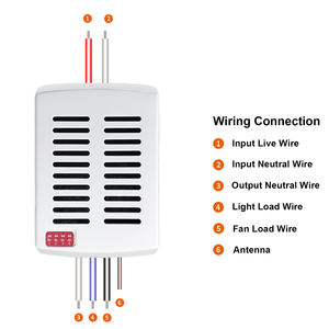 Ensemble de commutateurs <span class=keywords><strong>sans</strong></span> <span class=keywords><strong>fil</strong></span> RF JF-068+53T+MINI R28 <span class=keywords><strong>3</strong></span> pièces, 5 boutons, marche/arrêt de l'éclairage, ventilateur de plafond et <span class=keywords><strong>interrupteur</strong></span> mural, portée de 10 à 30 m, utilisation domestique - Product Image 4