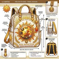 Sac à bandoulière Ita Bag en velours gothique élégant personnalisé, forme de lune Eclipse dorée, avec fenêtre transparente pour collectionneurs de pins