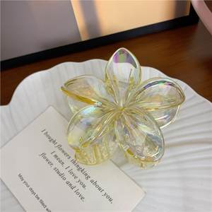 Nouvelles pinces à cheveux transparentes de 8 cm, motif fleur de frangipanier, avec carte, pour femmes et filles - Product Image 6