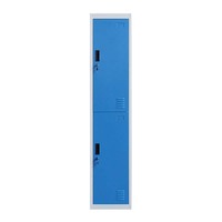 Casier de rangement vertical en métal à 2 portes avec serrure à clé pour piscine, salle de sport, gymnase, athlètes