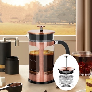 Kingze 34oz 1000ml théière en verre borosilicate écologique en acier inoxydable résistant à la chaleur Portable presse française <span class=keywords><strong>cafetière</strong></span> - Product Image 3