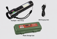 Lampe torche LED IP44 en alliage d'aluminium, faisceau réglable, rechargeable par USB, affichage de la puissance de la batterie, utilisation en cas d'urgence