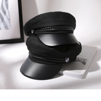 Moda cappello militare unisex primavera autunno cappelli da marinaio berretti da donna neri berretti Flat Top Captain Cap cappello da viaggio cadetto ottagonale