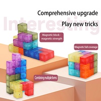 Ensemble de blocs de construction cubes magnétiques polyvalents à modélisation 3D pour enfants avec cartes de guidage en plastique durable