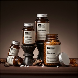 Bouteilles en verre givré de luxe personnalisées pour capsules de pilules, emballages de vitamines, flacons vides pour compléments alimentaires, bouteilles en verre ambré - Product Image 4