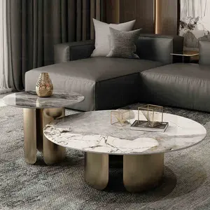luxury furniture coffee meeting round table round bone inlay coffee table