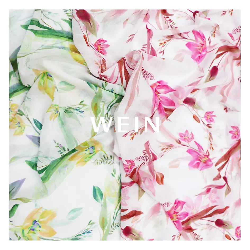 WI-ZXD01 anti wrinkle floral Digital printing on special texture jacquard lightweight chiffon fabrics for clothing