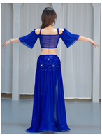 Robe de danse du ventre moderne de haute qualité avec paillettes dorées, ensemble de 2 pièces pour adulte