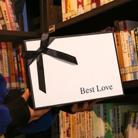 Boîte cadeau en papier pour cosmétiques haut de gamme avec logo personnalisé, boîte cadeau avec nœud noir, boîte cadeau pour la Saint-Valentin