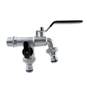 Euro Popular Type 1/2 X 3/4 Inch 2 Ways Water Outlet <strong>Brass</strong> Bib <strong>Cock</strong> with 2 Ways Hose Splitter - Product Image 4