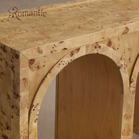 Table console d'entrée en chêne massif de luxe moderne, meubles de salon de haute qualité en bois brûlé en forme d'arche, utilisation hôtelière