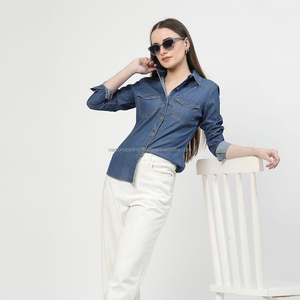 Nardon Apparel mujer 2025 primavera nueva moda Casual blusas de mezclilla Vintage Camisas manga larga de mezclilla femeninas - Product Image 3