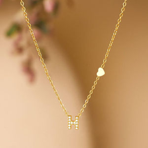 Collier en acier inoxydable avec <span class=keywords><strong>lettre</strong></span> en zircon, collier délicat pour femmes, bijoux en forme de cœur, résistant au ternissement, collier avec <span class=keywords><strong>lettre</strong></span> en pierre CZ - Product Image 4