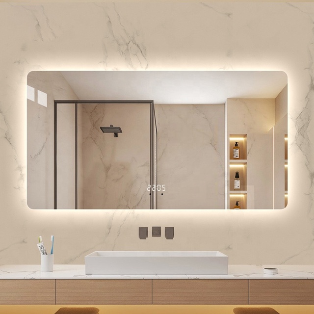 Modern Design Wall Mounted Anti Fog Square Smart LED Backlit Bathroom Mirror with LED Light