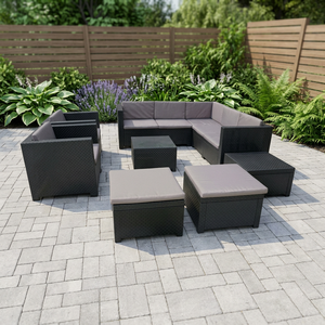 Set di Mobili da Giardino San Andres in Plastica Riciclata, Elegante e Funzionale Set con Divano, Sedia e Tavolo per Esterni - Product Image 2
