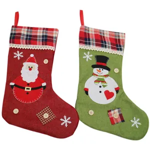 制造节日快乐毛毡圣诞老人格子农家袜圣诞家居装饰红绿圣诞老人雪人
