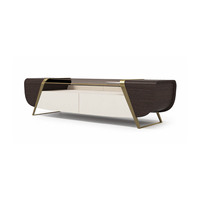 Ensemble de meubles de salon modernes italiens avec meuble TV en acier inoxydable, table en bois et marbre, meubles TV, rangement caractéristique