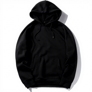 Men's <b>Black</b> Hooded Sweatshirt Regular Fit Solid Colour Casual Fleece <b>Hoodie</b> With Front Pocket Autumn Wear 2027 - Product Image 1