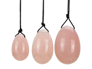 En gros 3 pcs/ensemble sexe jouet oeufs, sculpté de quartz rose naturel yoni oeufs pour l'exercice de kegel - Product Image 2