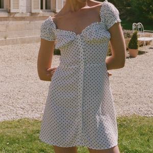 Vestido Mini Vintage con Estampado de Lunares para Mujer, con Mangas Abullonadas con Volantes, Cuello Corazón, Estilo Casual - Product Image 2