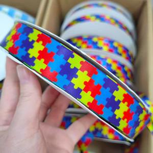 Cinta de Raso para Concienciación sobre el <span class=keywords><strong>Autismo</strong></span>, 7/8 Pulgadas, con Logotipo, Ecológica, al por Mayor - Product Image 2