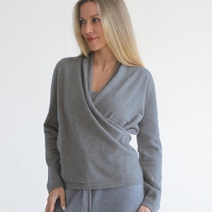 Maglione Premaman <span class=keywords><strong>in</strong></span> Spandex/Cotone Biologico, Grigio, Modello Incrociato, Traspirante, Scollo a V, Manica Corta, Estivo - Product Image 5